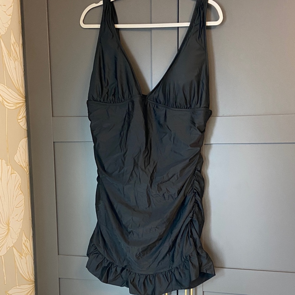 Black Ruffle Swim Dress - NWT